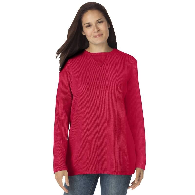 ウーマン ウィズイン レディース トップス Tシャツ プラスサイズ スウェット Woman Within Plusize Ultra Soft Waffle Thermal Sweatshirt Cl