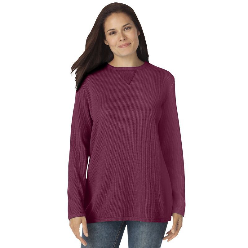 ウーマン ウィズイン レディース トップス Tシャツ プラスサイズ スウェット Woman Within Plusize Ultra Soft Waffle Thermal Sweatshirt De