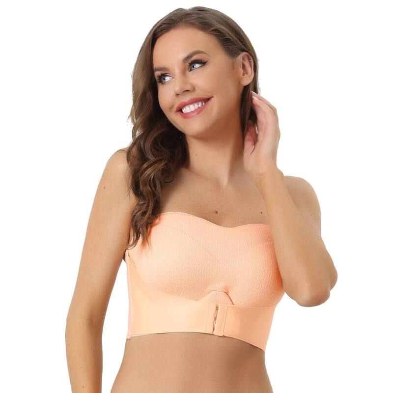 アレグラ ケー レディース アンダーウェア ブラジャー ストラップレス ALLEGRA K Womens Wirefree Brastrapless Breathable Pushup Support