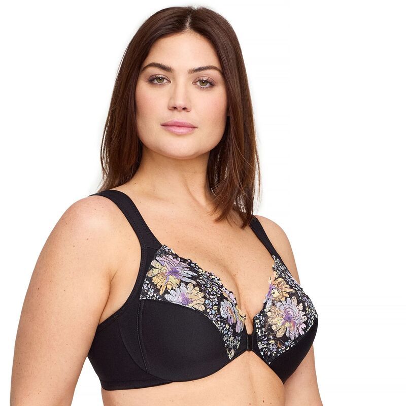 グラマライズ レディース アンダーウェア ブラジャー プラスサイズ Plusize Glamorise FullFigure Wonderwire Front Close Bra 1245 Flora
