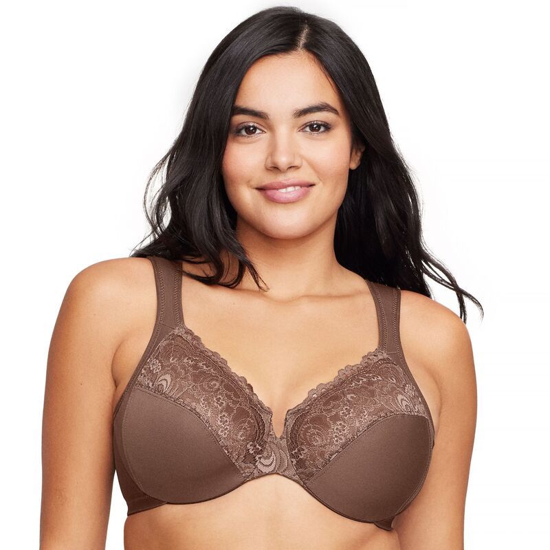グラマライズ レディース アンダーウェア ブラジャー プラスサイズ Plusize Glamorise FullFigure Wonderwire Back Close Bra 1240 Mocha