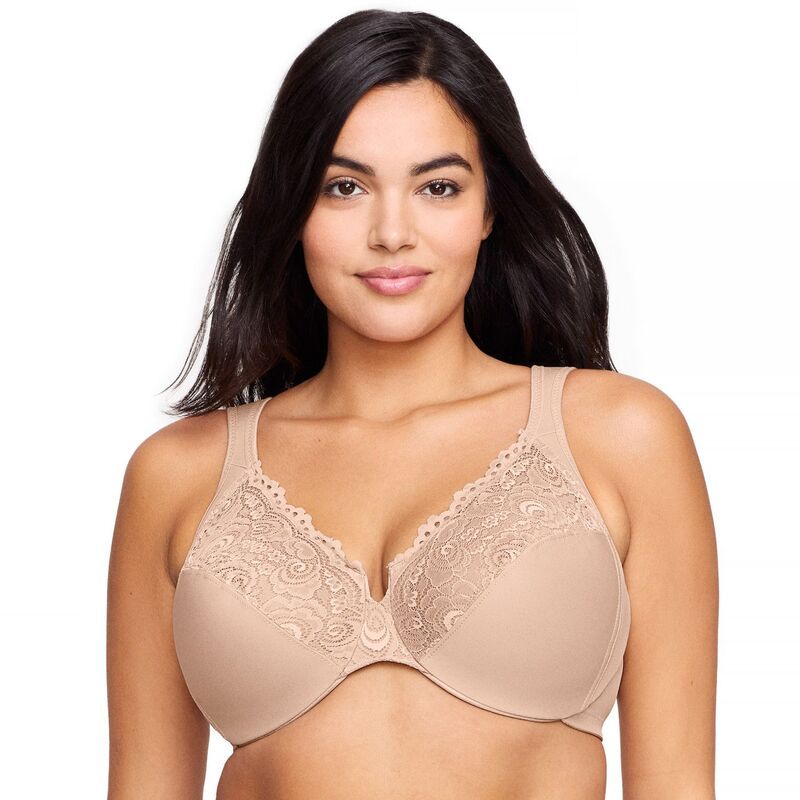 グラマライズ レディース アンダーウェア ブラジャー プラスサイズ Plusize Glamorise FullFigure Wonderwire Back Close Bra 1240 Cafe
