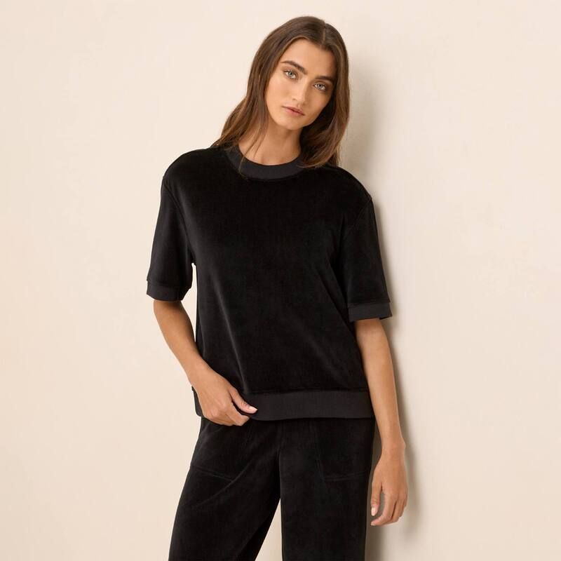 パクト レディース トップス Tシャツ コットン Pact Cotton Velour TShirt Black ブラック