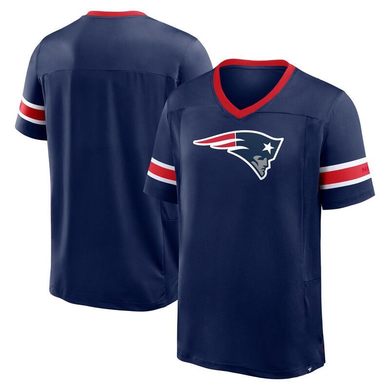 ファナティクス メンズ トップス Tシャツ Vネック Mens Fanatics Navy New England Patriots Hometown Premium Hashmark VNeck T