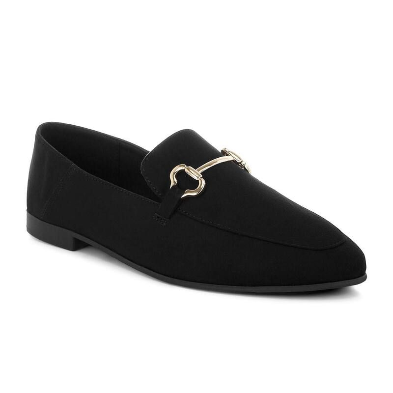 ロンドンラグ レディース シューズ スリッポン・ローファー London Rag Noltas Womens Bit Detail Flat Loafers Black ブラック