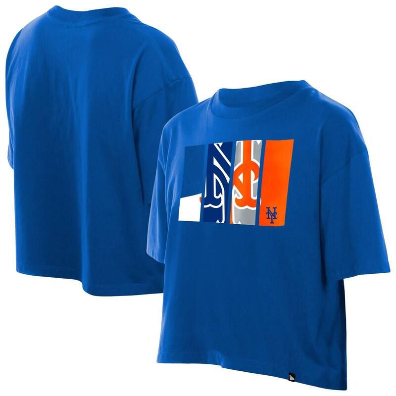 ニューエラ レディース トップス Tシャツ ロゴ Womens New Era Royal New York Mets Boxy Foilogo TShirt Met Blue ブルー