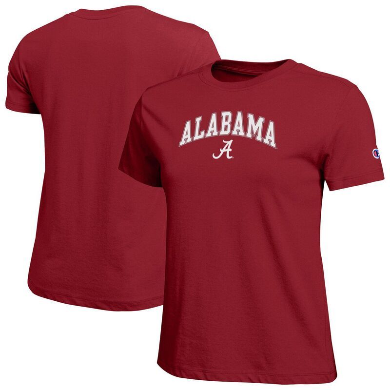 チャンピオン レディース トップス Tシャツ ロゴ Womens Champion Crimson Alabama Crimson Tide Arched Over Logo TShirt Ala R