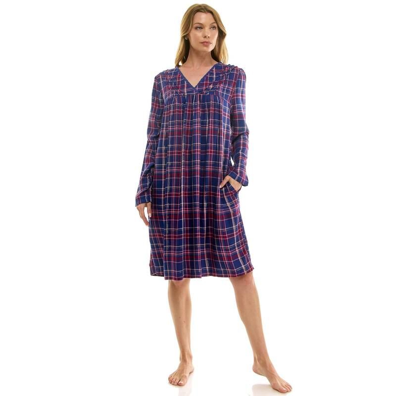 クロフト＆バロー レディース アンダーウェア ナイトウェア Womens Croft Barrow Long Sleeve Sleep Gown Dina Pld Austin River