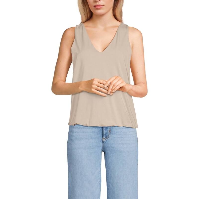ランズエンド レディース トップス Tシャツ Vネック ジャージー Womens Lands End Lightweight Jersey Blouson VNeck Tank Top Blush W