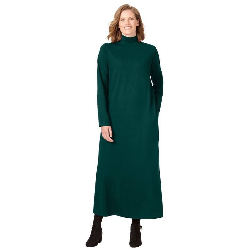 ウーマン ウィズイン レディース トップス ワンピース モックネック プラスサイズ Woman Within Plusize Mockneck Dress Emerald Green グリーン