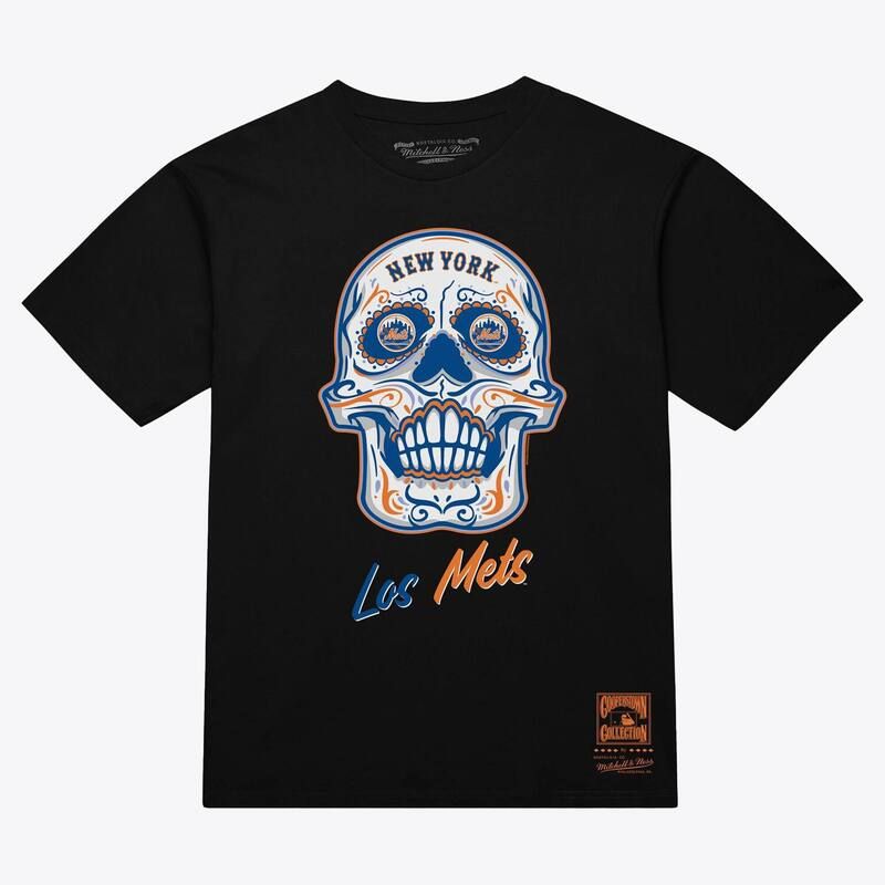 ミッチェルネス レディース トップス Tシャツ Womens Mitchell Ness Black New York Metsugar Skull Boxy TShirt Met Black ブラッ