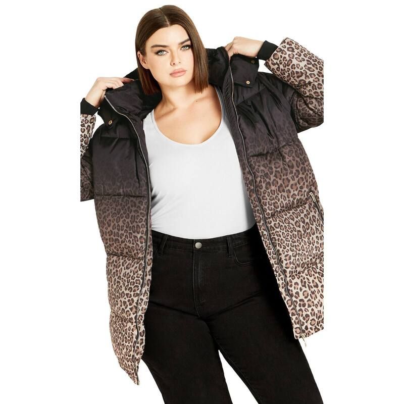 アベニュー レディース アウター ジャケット・ブルゾン プラスサイズ プリント Avenue Womens Plusize Indi Print Puffer Jacket Black ブラック