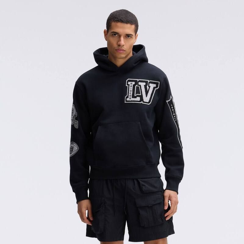 ファナティクス メンズ トップス Tシャツ フリース パーカー Fanatics Black Las Vegas Raiders IconicFleece Letterman Hoodie Lvr B
