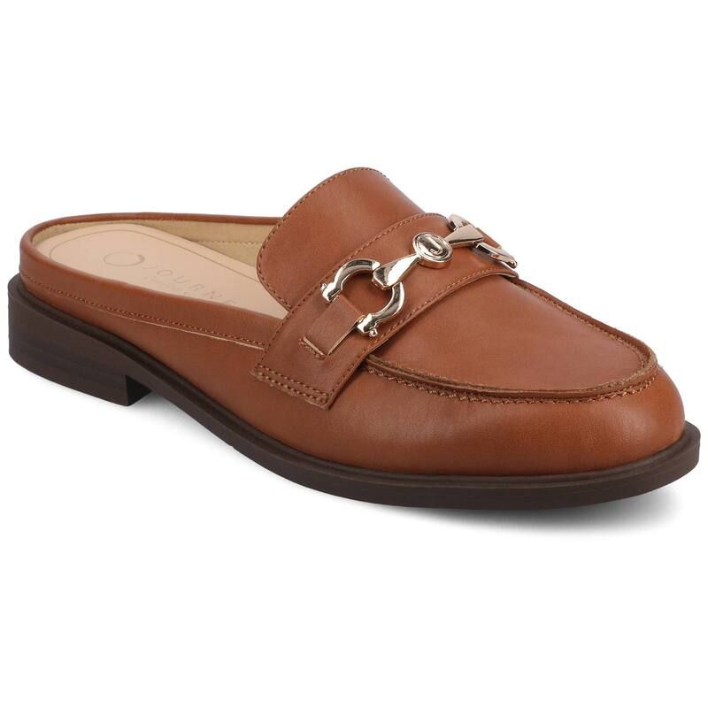 ジャーニー レディース シューズ サンダル ローファー Journee Rayla WomenslipOn Loafers With Bit Detail Cognac Pu