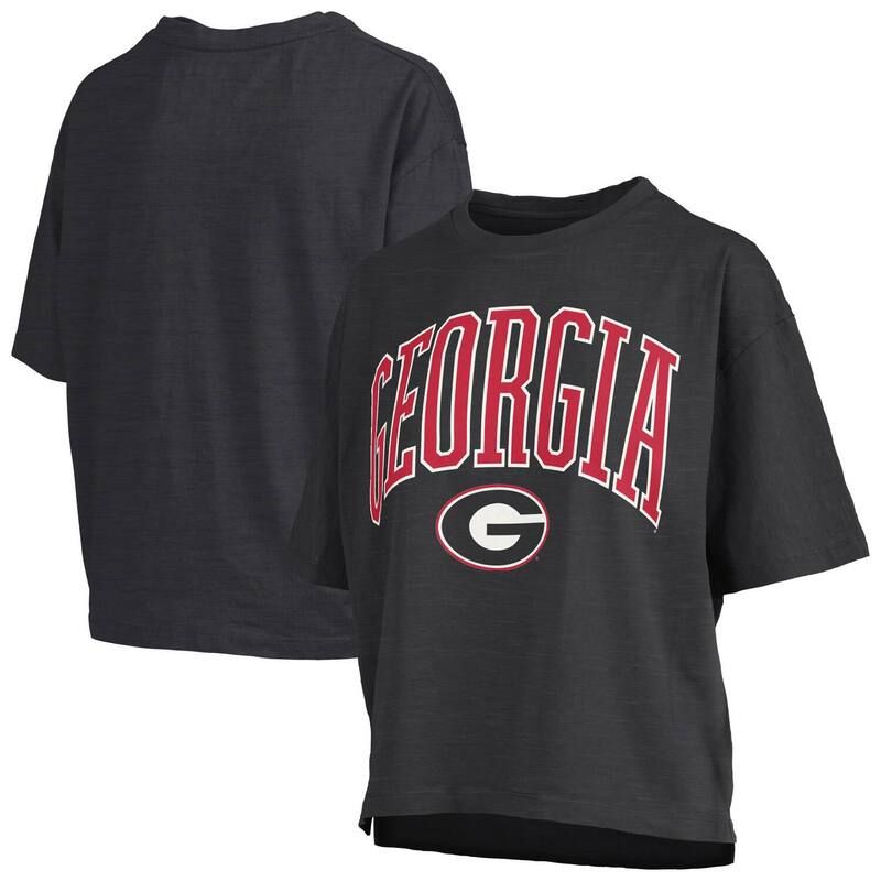プレスボックス レディース トップス Tシャツ ロゴ Womens Pressbox Black Georgia Bulldogs Nelson Arch Over Logo Waist Length