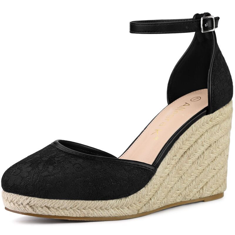 アレグラ ケー レディース シューズ サンダル プラットフォーム レース ヒール ALLEGRA K Womens Closed Toespadrille Platform Heels Lace We