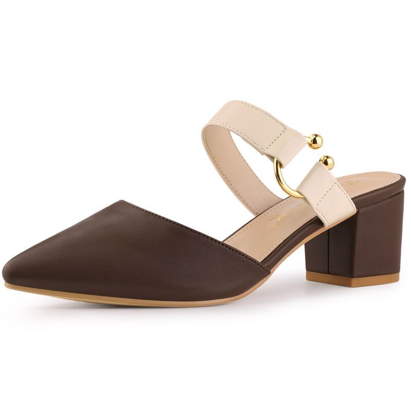 アレグラ ケー レディース シューズ サンダル ヒール ALLEGRA K Womens Pointed Toe Chunky Heel Dress Mules Pumps Brown ブラウン 13,306円