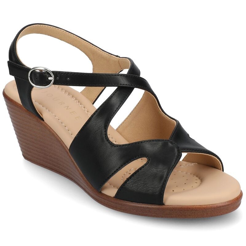 ジャーニー レディース シューズ サンダル アンクル Journee Womens Kedzie II Ankle Strap Wedge Sandals Black ブラック
