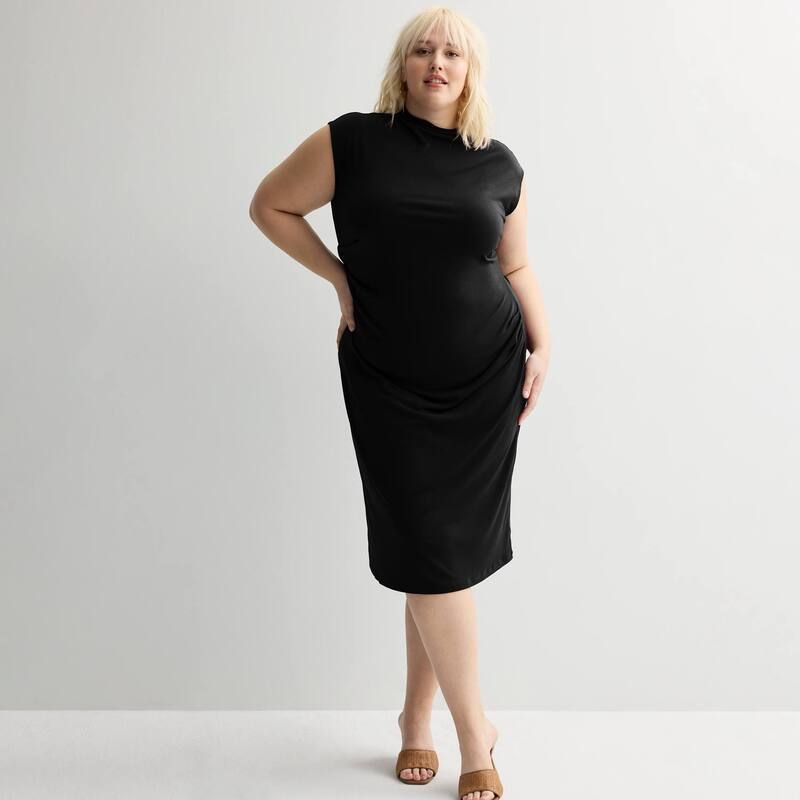 ナインウェスト レディース トップス ワンピース モックネック プラスサイズ ニット Plusize Nine West Mock Necknit Dress Mineral Black ブラック