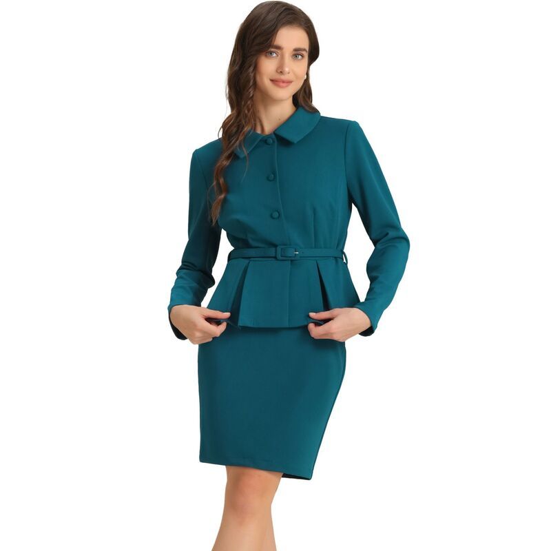 アレグラ ケー レディース アウター ジャケット・ブルゾン スカート ブレザー ALLEGRA K 2pcs Businessuits For Womens Peplum Blazer Jacket 15,386円