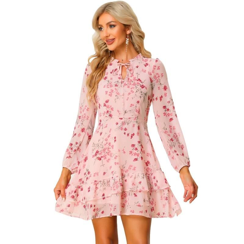アレグラ ケー レディース トップス ワンピース セミシアー Vネック シフォン ミニ シアー ALLEGRA K Womensummer Layeredress Tie V Neck Semi Sh