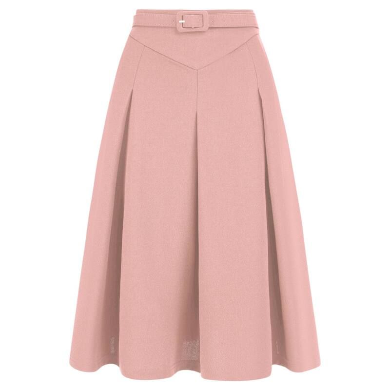 アレグラ ケー レディース ボトムスカート プリーツ ALLEGRA K Womens Casual Belted Waist Pleated Skater Short Skirts Pink ピンク