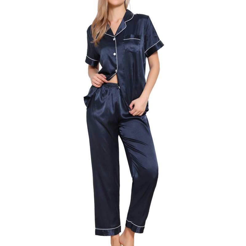 cheibear レディース アンダーウェア ナイトウェア パンツ ダウン cheibear Womensleepwear Buton Down With Pants Nightwear Lounge