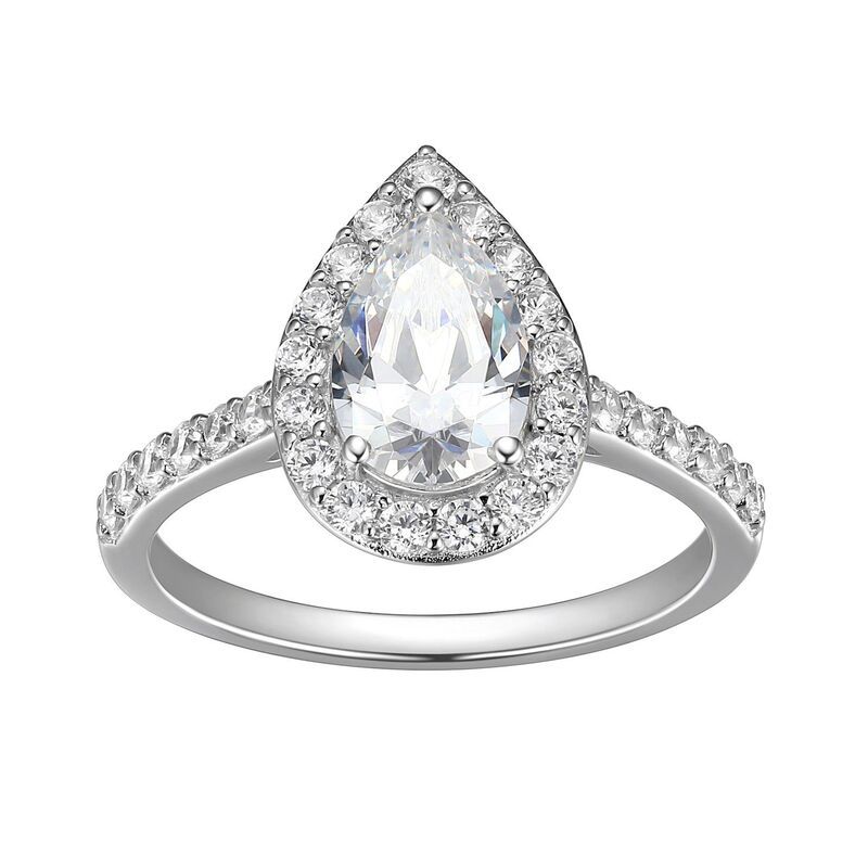 アンブランデッド レディース アクセサリー リング Unbranded Sterling Silver LabCreated Moissanite Pear Halo Ring Sterling シル
