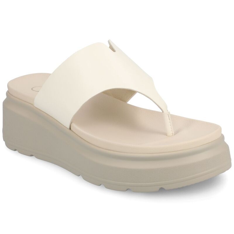 ジャーニー レディース シューズ サンダル Journee Carah Wedge Thong Flip Flop Womensandals White ホワイト