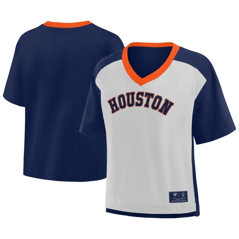 ファナティクス レディース トップス Tシャツ Vネック Womens Fanatics NavyGraphite Houston Astros Oversized Race To Win VNeck
