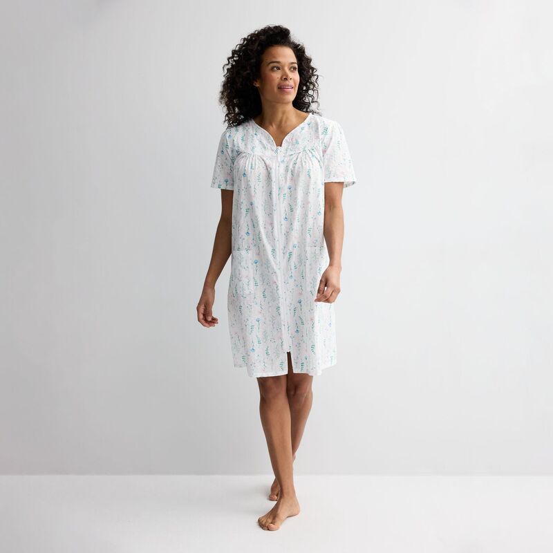 クロフト＆バロー レディース アンダーウェア ナイトウェア Womens Croft Barrowoven Zip Short Robe Breezy Blossoms