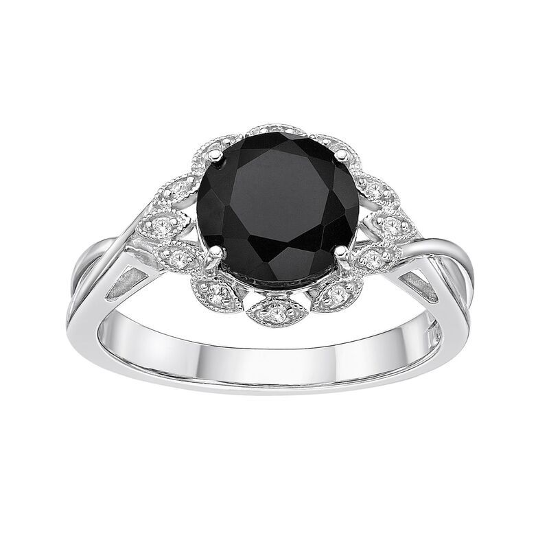 Gemminded レディース アクセサリー リング Gemminded Sterling Silver Onyx White Topaz Ring Sterling ホワイト