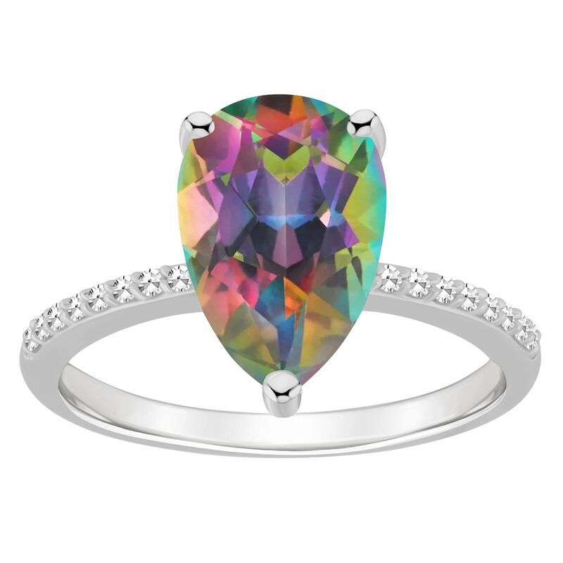 Alyson Layne レディース アクセサリー リング Alyson Layne Sterling Silver Pear Shape Mystic Topaz 110 CaratW Diamon