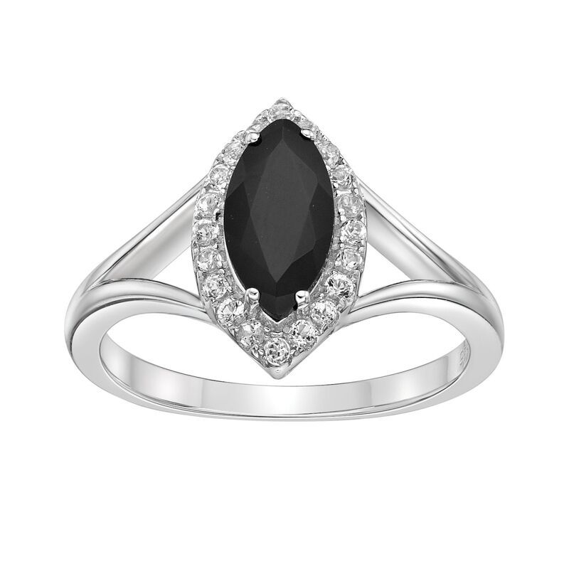 Gemminded レディース アクセサリー リング Gemminded Sterling Silver Black Onyx White Topaz Marquise Ring Sterling S