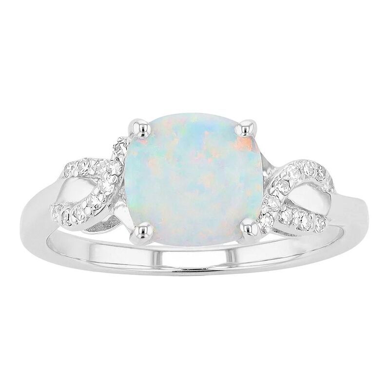 Gemminded レディース アクセサリー リング Gemminded Sterling Silver LabCreated White Opal 110 CaratW Diamond Ring S