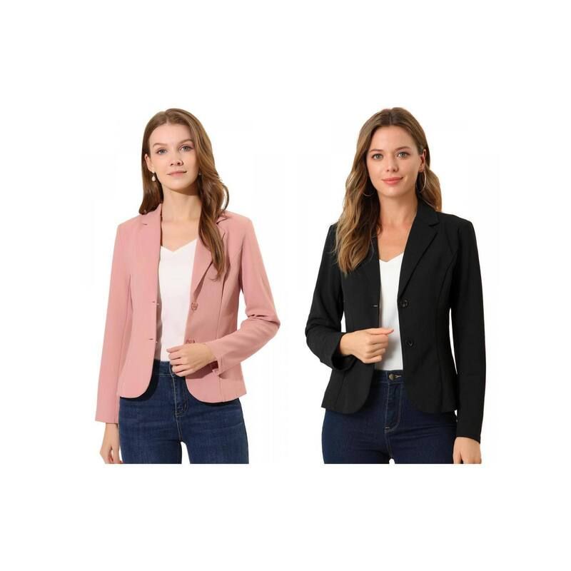 アレグラ ケー レディース アウター ジャケット・ブルゾン ブレザー ALLEGRA K 2 Packs Womens Work Lapel Collar Stretchy Jacket Suit B