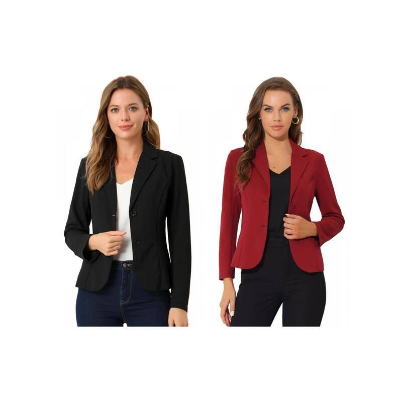 アレグラ ケー レディース アウター ジャケット・ブルゾン ブレザー ALLEGRA K 2 Packs Womens Work Lapel Collar Stretchy Jacket Suit B