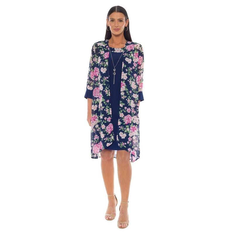 マリナ レディース トップス ワンピース プリント ジャケット Womens Marina Puff Printed Long Jacket Dress Navy Multi ネイビー