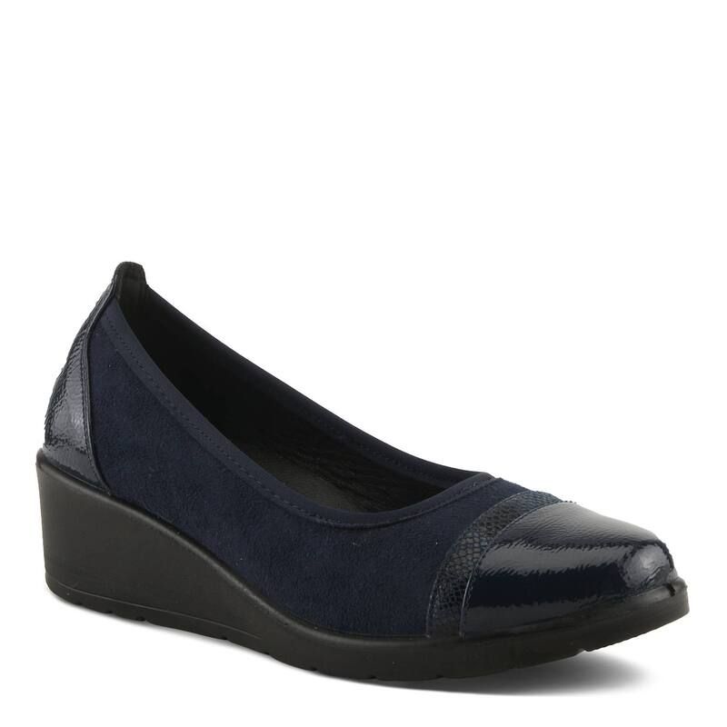 フレクサス レディース シューズ スリッポン・ローファー Flexus by Spring Step Macadi Womens Wedge SlipOn Shoes Navy ネイビー
