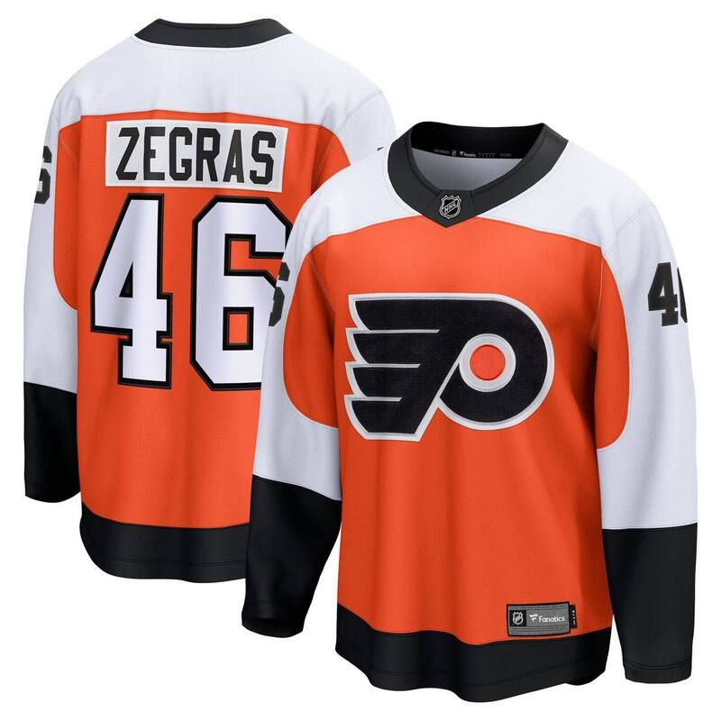 ファナティクス メンズ トップス Tシャツ ジャージー Mens Fanatics Trevor Zegras Orange Philadelphia Flyers Home Breakaway Je