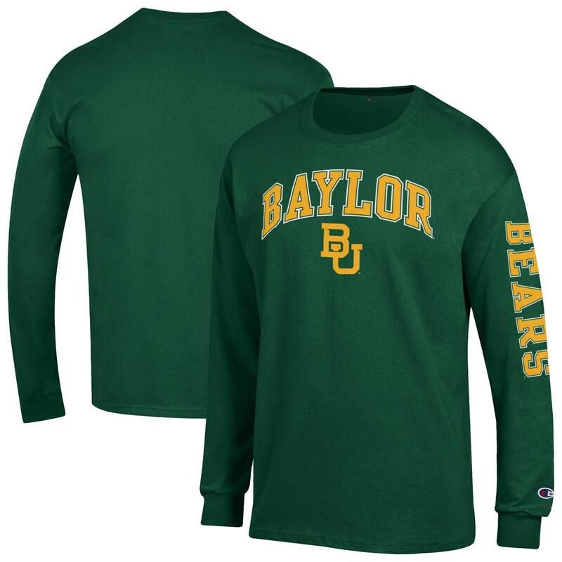 チャンピオン メンズ トップス Tシャツ ロゴ Mens Champion Green Baylor Bears Arch Over Logo 2Hit Long Sleeve TShirt Bay