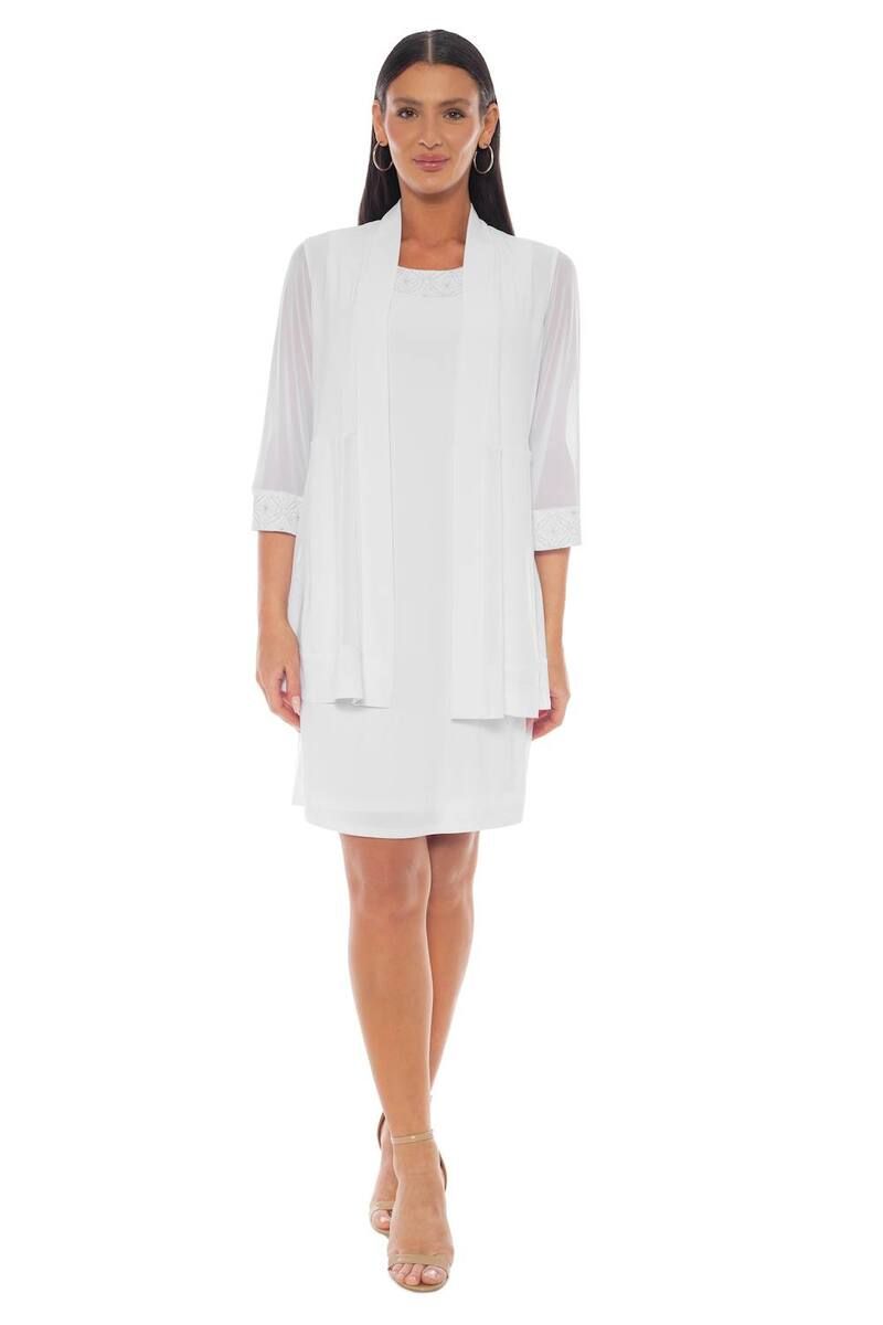 マリナ レディース トップス ワンピース メッシュ ジャケット Womens Marina 2pc Power Mesh Dress Jacket Set White ホワイト
