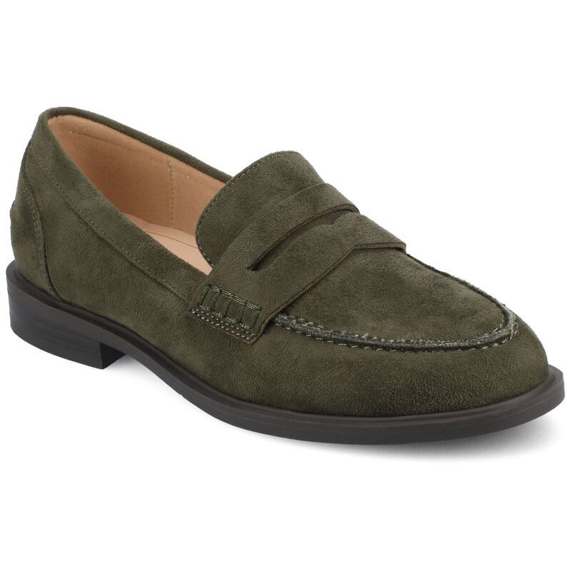 ジャーニー レディース シューズ スリッポン・ローファー ヒール Journee Womens Round Toe Block Heel Comfort Penny Loafers Olive オリー