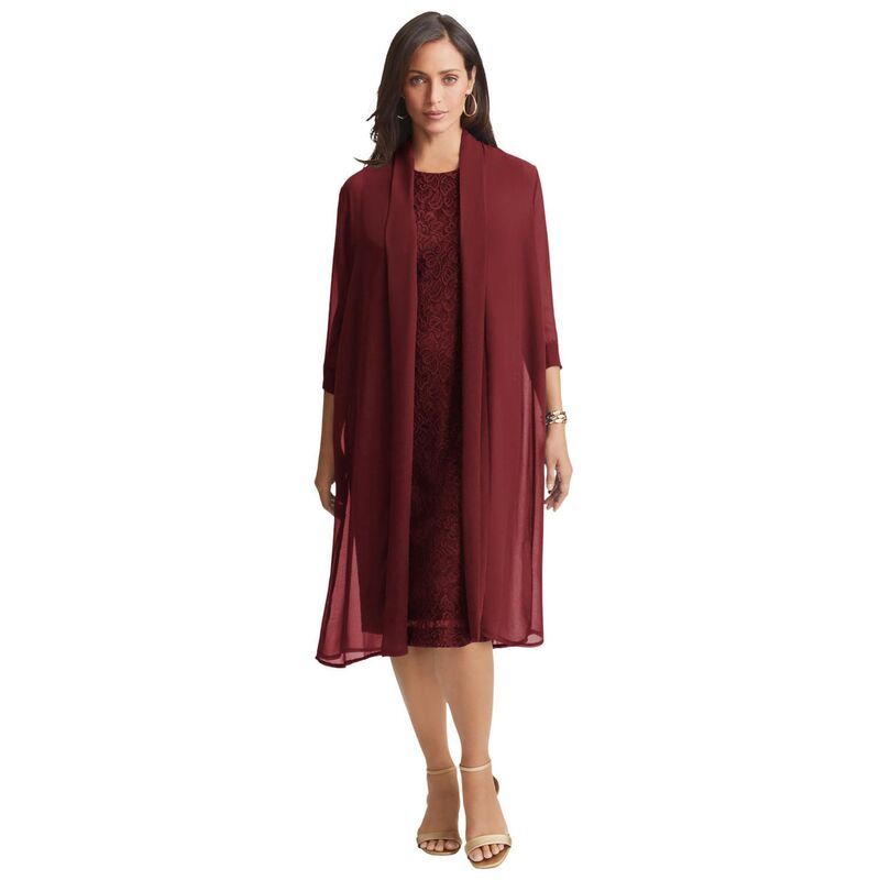 ジェシカロンドン レディース トップス ワンピース プラスサイズ レース ジャケット Jessica London Womens Plusize 2Piece Lace Jacket Dress Ri