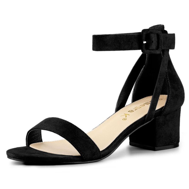 アレグラ ケー レディース シューズ パンプス サンダル アンクル ヒール ALLEGRA K Womens Ankle Strap Block Low Heel Sandals with Open