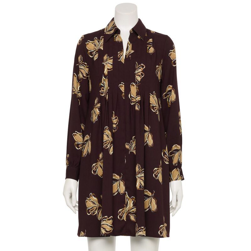 ナインウェスト レディース トップス ワンピース ミニ Womens Nine West Adaptive Pintuck Mini Dress Wine Luana Floral ワイン