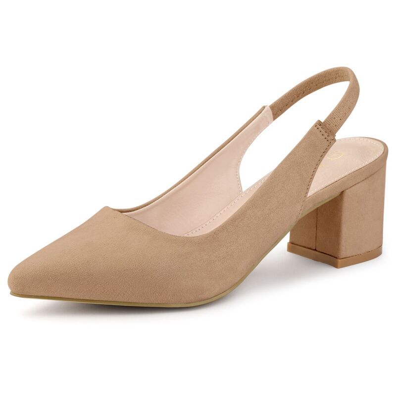 アレグラ ケー レディース シューズ パンプス ヒール ALLEGRA K Womens Pointed Toe Block Heel Pumpslingback Heels Light Khaki