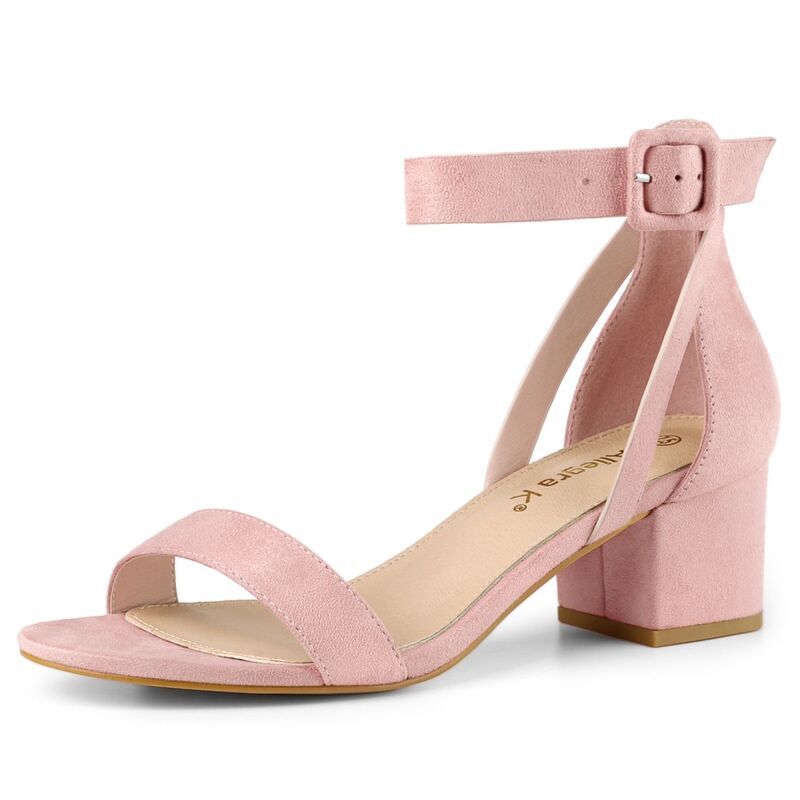 アレグラ ケー レディース シューズ パンプス サンダル アンクル ヒール ALLEGRA K Womens Ankle Strap Block Low Heel Sandals with Open