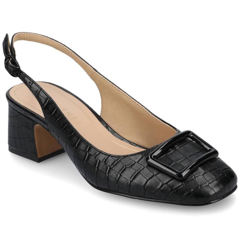 ジャーニー レディース シューズ パンプス Journeeverlee Womens Tru Comfort Foam Sling Back Square Toe Pumps Croco Black
