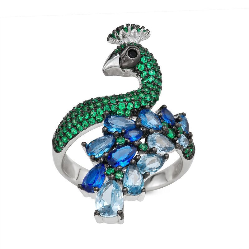Designs by Gioelli レディース アクセサリー リング Designs by Gioelli Sterling Silver Cubic Zirconia Peacock Ring S
